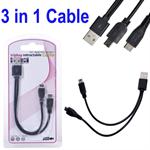 3 i 1 USB Data Sync Charger Cable Mini 5 pin og Micro USB 5pin